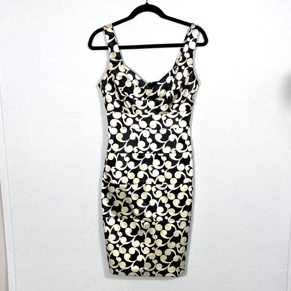 London Times Black and Cream Floral Midi Dress size 4 - Picture 1 of 11